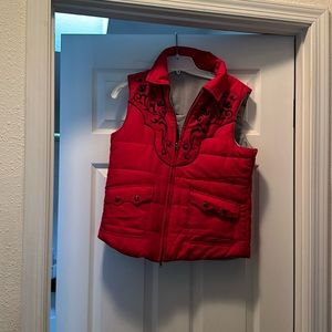 Red vest with black design